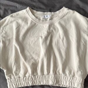 Good American Cream Cropped Sweatshirt